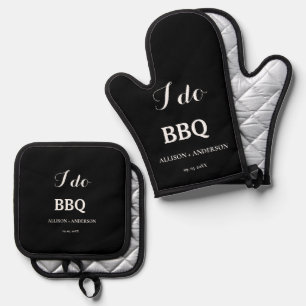 Ensemble De Gant De Cuisine Et De Manique Moderne i do barbecue fiançailles douche nuptiale