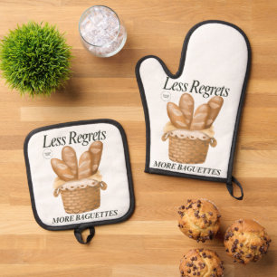 Ensemble De Gant De Cuisine Et De Manique Moins De Regrets Plus De Baguettes Drôle Pain Fran