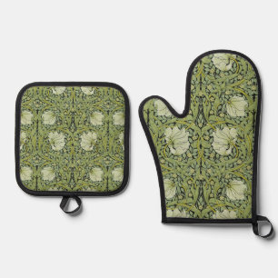 Ensemble De Gant De Cuisine Et De Manique Morris 1876 Vintage Pimpernel motif floral