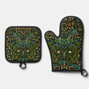 Ensemble De Gant De Cuisine Et De Manique Morris Black Arrière - plan Vintage Blackthorn Mot