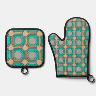 Ensemble De Gant De Cuisine Et De Manique motif abstrait