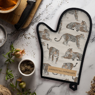 Ensemble De Gant De Cuisine Et De Manique Motif animal sauvage de la Jungle Leopard