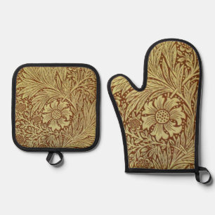 Ensemble De Gant De Cuisine Et De Manique Motif Antique Fleur de Souci de William Morris