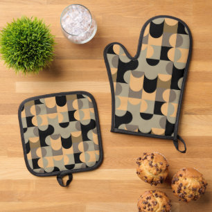 Ensemble De Gant De Cuisine Et De Manique Motif artistique de fusion d'opération modulaire d