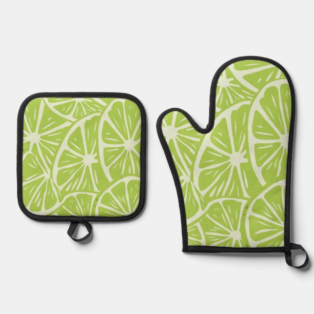 Ensemble De Gant De Cuisine Et De Manique Motif citron (Recto)