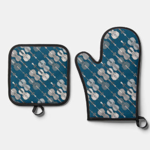 Ensemble De Gant De Cuisine Et De Manique Motif de Cellos coloré