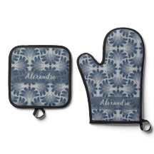 Motif de coquille bleue côtière & nom personnalisé