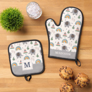 Ensemble De Gant De Cuisine Et De Manique Motif de jouets pour bébé mou