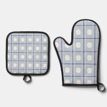 Motif de marguerite à carreaux bleus