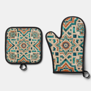 Ensemble De Gant De Cuisine Et De Manique Motif de mosaïque marocaine