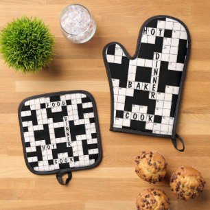 Ensemble De Gant De Cuisine Et De Manique Motif de mots croisés