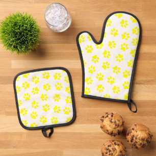 Ensemble De Gant De Cuisine Et De Manique Motif De Pâtes, Patrouilles De Chien, Paws Jaunes