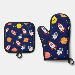 Ensemble De Gant De Cuisine Et De Manique Motif Explorateur Spatial Mignon pour Enfants