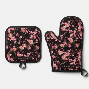 Ensemble De Gant De Cuisine Et De Manique Motif Fleur de Cerisier Sakura