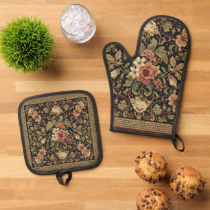 Ensemble De Gant De Cuisine Et De Manique Motif floral chèvrefeuille vintage de William Morr