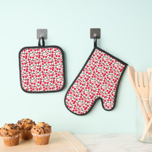 Ensemble De Gant De Cuisine Et De Manique Motif sans couture à la cerise, Motif de fruits ro