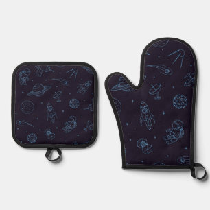 Ensemble De Gant De Cuisine Et De Manique Motif spatial