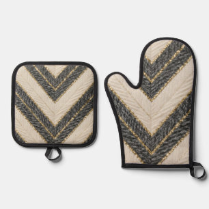 Ensemble De Gant De Cuisine Et De Manique Motif Zigzag Chevron Glamour