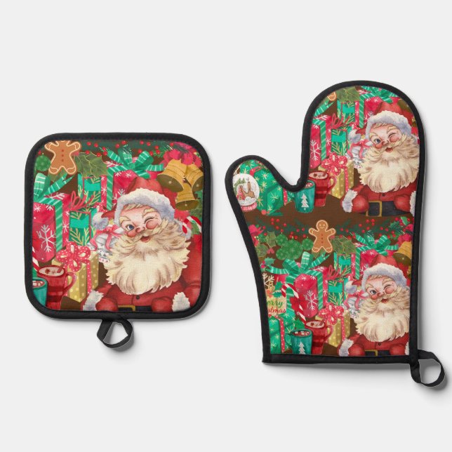 Ensemble De Gant De Cuisine Et De Manique noël (Recto)
