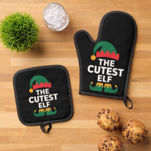 Ensemble De Gant De Cuisine Et De Manique Noël de famille assorti au lutin le plus mignon