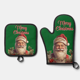 Ensemble De Gant De Cuisine Et De Manique Noël du Père Noël Saint Nicolas
