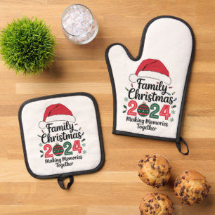 Ensemble De Gant De Cuisine Et De Manique Noël en famille 2024 Créer des souvenirs ensemble