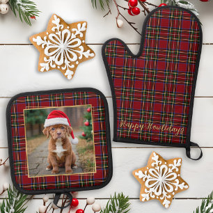Ensemble De Gant De Cuisine Et De Manique Noël Personnalisé Chien de compagnie photo Jour fé