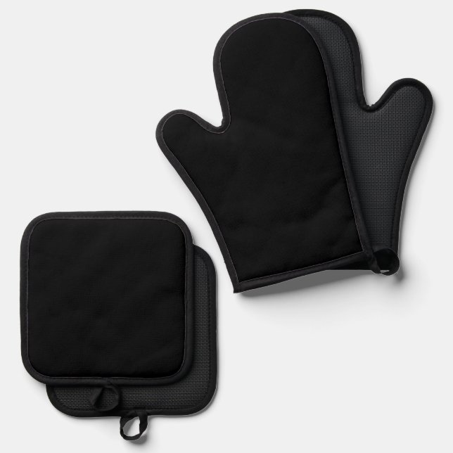 Ensemble De Gant De Cuisine Et De Manique Noir uni (Recto/Verso)