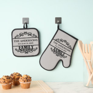 Ensemble De Gant De Cuisine Et De Manique Nom de famille Monogramme