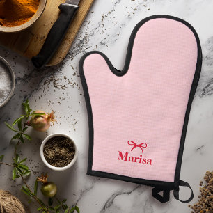 Ensemble De Gant De Cuisine Et De Manique Nom de la boîte rose et rouge personnalisée