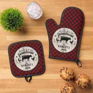 Ensemble De Gant De Cuisine Et De Manique Nom de l'établissement Russe Buffalo Plaid Graid G
