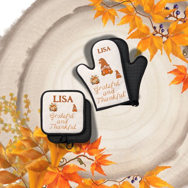 Ensemble De Gant De Cuisine Et De Manique Nom gracieux et de gratitude Monogramme | (Créateur téléchargé)