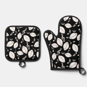 Ensemble De Gant De Cuisine Et De Manique Notes musicales Footballs