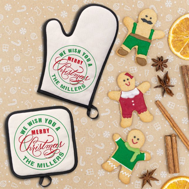 Ensemble De Gant De Cuisine Et De Manique Nous Vous Souhaitons Un Joyeux Noël (Créateur téléchargé)