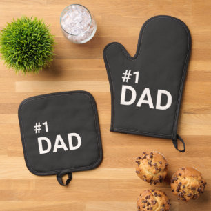 Ensemble De Gant De Cuisine Et De Manique Numéro Un Papa Simple Minimaliste Cadeau Moderne