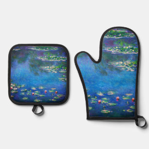 Ensemble De Gant De Cuisine Et De Manique Nymphéas vintage par Claude Monet