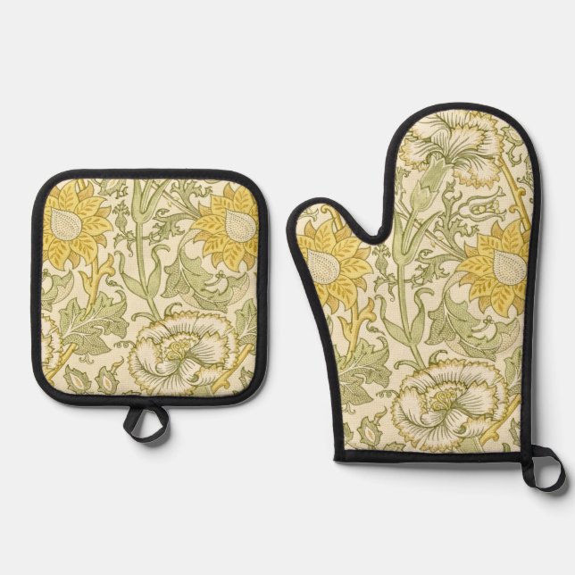 Ensemble De Gant De Cuisine Et De Manique Œillet, William Morris (Recto)