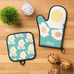 Ensemble De Gant De Cuisine Et De Manique Œufs petit déjeuner Chef Cuisine