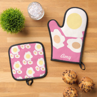 Ensemble De Gant De Cuisine Et De Manique Œufs petit déjeuner Chef Cuisine