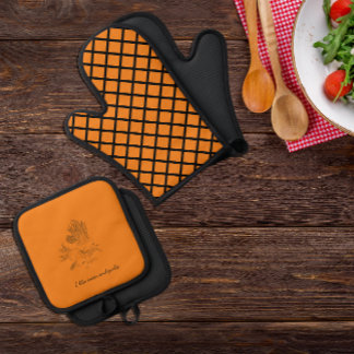 Ensemble De Gant De Cuisine Et De Manique Oignon et la cuisine à l'ail orange