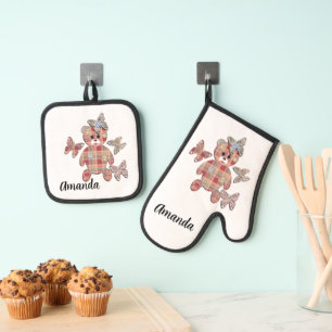 Ensemble De Gant De Cuisine Et De Manique ours en peluche, ours en peluche