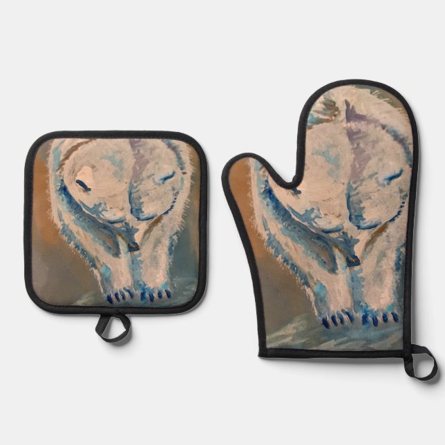 Ensemble De Gant De Cuisine Et De Manique ours polaire (Recto)