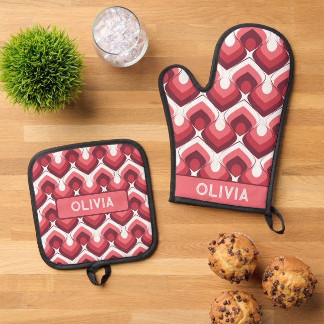 Ensemble De Gant De Cuisine Et De Manique Oven Mitt and Pot Holders (De haut en bas)