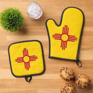 Ensemble De Gant De Cuisine Et De Manique Oven Mitt, Pot Holders avec le drapeau du Nouveau