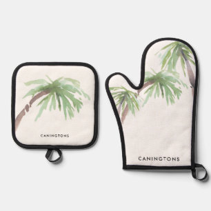Ensemble De Gant De Cuisine Et De Manique Palmiers tropicaux Plage personnalisée