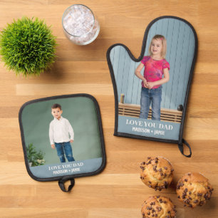 Ensemble De Gant De Cuisine Et De Manique Papa Love Enfants Photo personnalisée