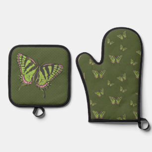 Ensemble De Gant De Cuisine Et De Manique Papillon Celtique à queue fourchue