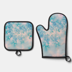 Ensemble De Gant De Cuisine Et De Manique Papillon d'art de méditation bleu calme
