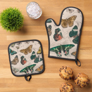 Ensemble De Gant De Cuisine Et De Manique Papillons Collection Antique Papillons