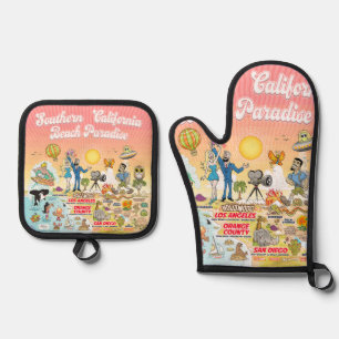 Ensemble De Gant De Cuisine Et De Manique Paradis de la plage de SoCal